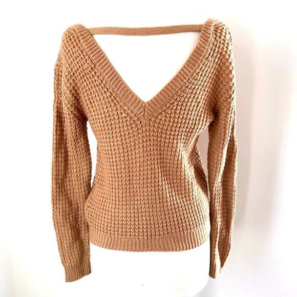 Women's cozy sweater tan longsleeve sweater knitted  Forever 21Size S. - Picture 3 of 8